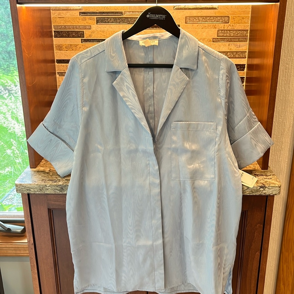NWT Blue Open Edit Short Sleeve Blouse